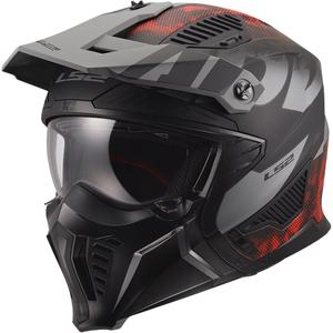 Casco da moto trial LS2 OF606 Drifter Gas grigio opaco-rosso