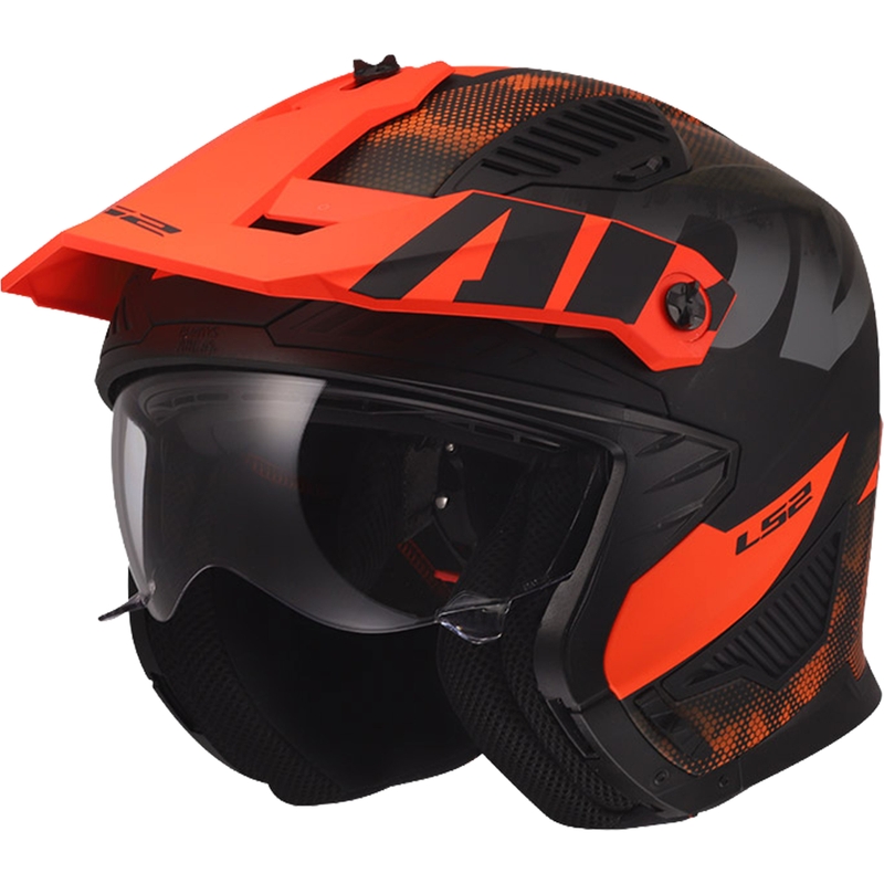 Casco da moto trial LS2 OF606 Drifter Gas grigio-arancio opaco