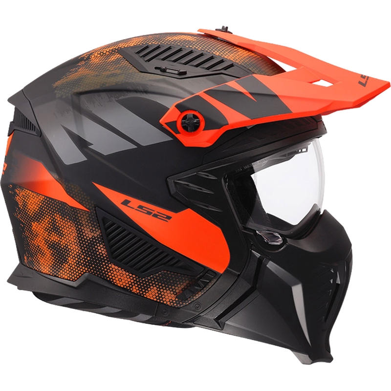 Casco da moto trial LS2 OF606 Drifter Gas grigio-arancio opaco