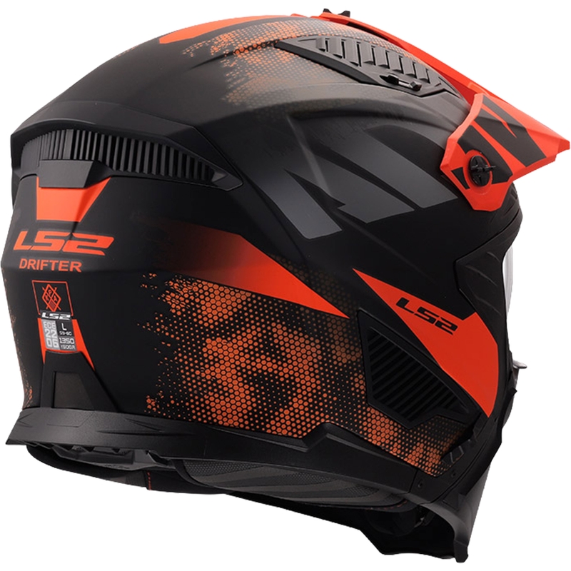 Casco da moto trial LS2 OF606 Drifter Gas grigio-arancio opaco