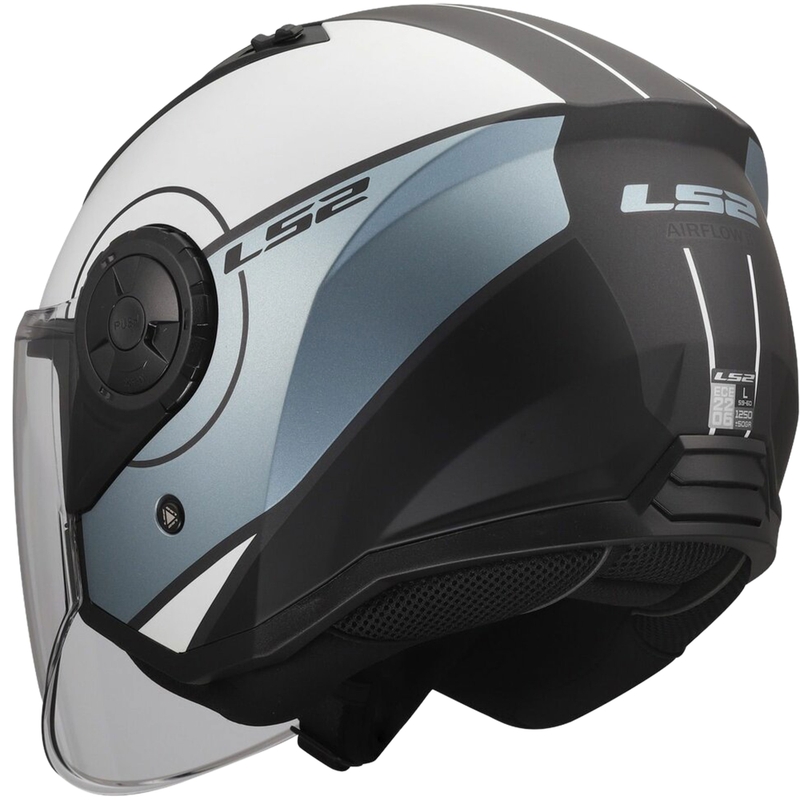 Casco da moto jet LS2 OF616 Airflow II Cover grigio-blu opaco