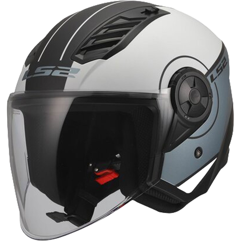 Casco da moto jet LS2 OF616 Airflow II Cover grigio-blu opaco