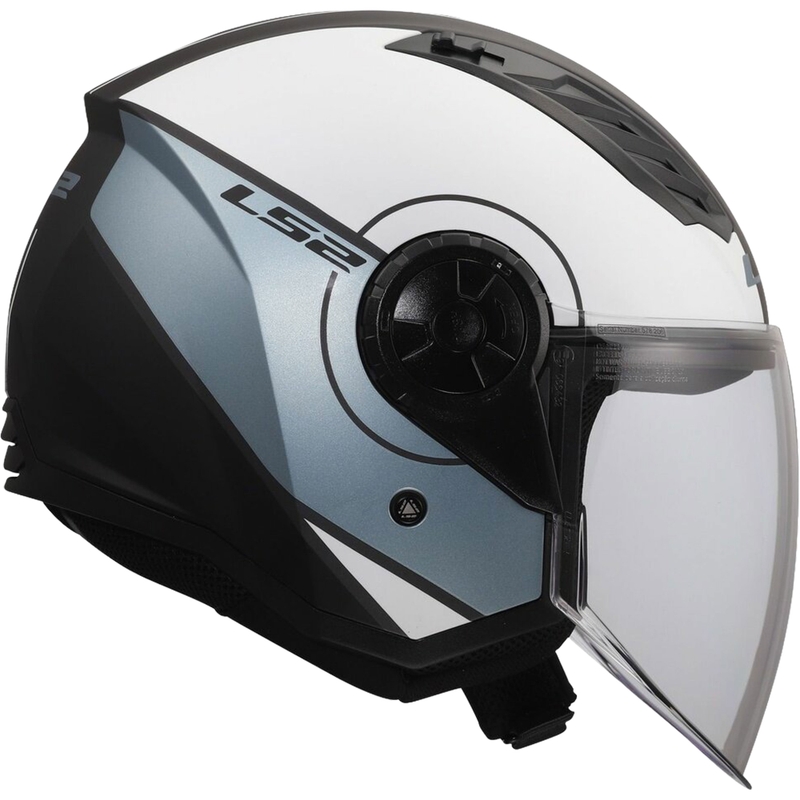 Casco da moto jet LS2 OF616 Airflow II Cover grigio-blu opaco