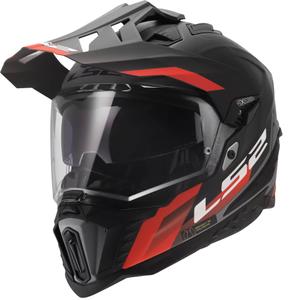 Casco enduro LS2 MX701 Explorer Hexa nero opaco-rosso-grigio