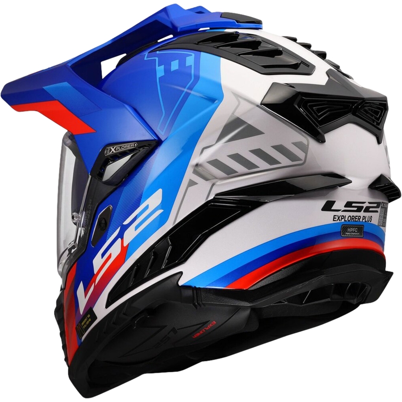 Casco enduro LS2 MX701 Explorer Hexa bianco-blu-rosso lucido