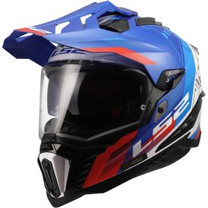 Casco enduro LS2 MX701 Explorer Hexa bianco-blu-rosso lucido