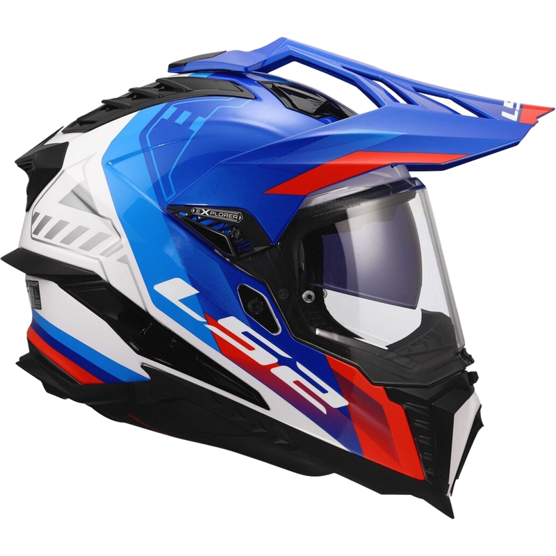 Casco enduro LS2 MX701 Explorer Hexa bianco-blu-rosso lucido