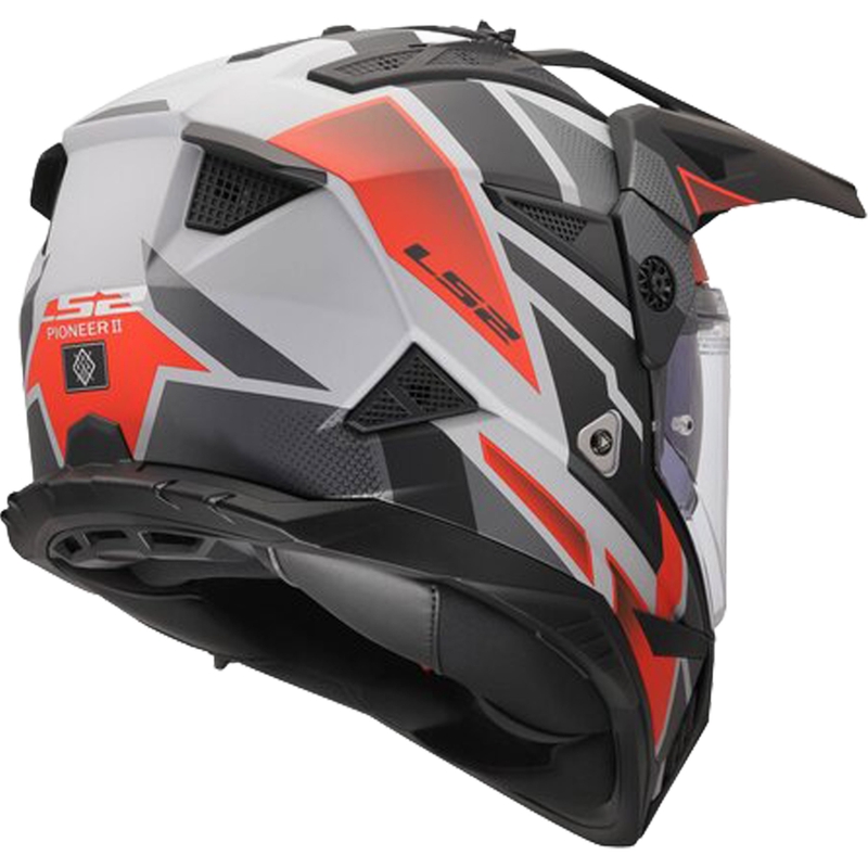 Casco da moto enduro LS2 MX702 Pioneer II Block grigio opaco-rosso