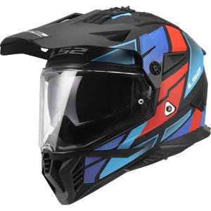 Casco da moto enduro LS2 MX702 Pioneer II Block nero opaco-rosso-blu