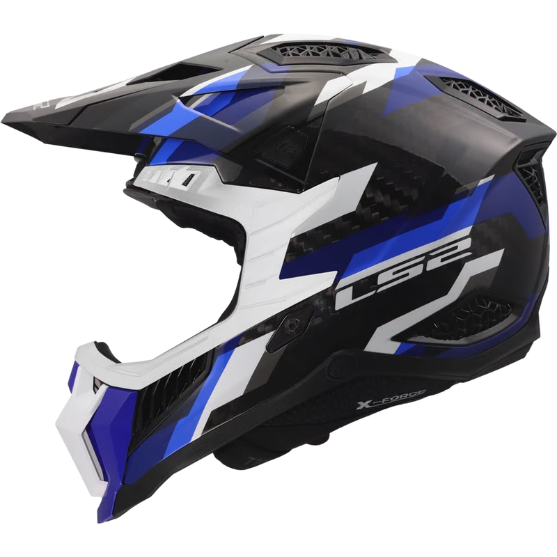 Casco da motocross LS2 MX703 X-Force Phantom blu-bianco lucido