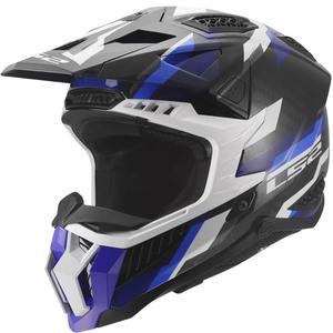 Casco da motocross LS2 MX703 X-Force Phantom blu-bianco lucido