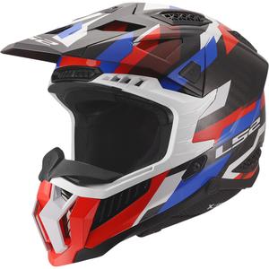 Casco da motocross LS2 MX703 X-Force Phantom bianco-blu-rosso lucido