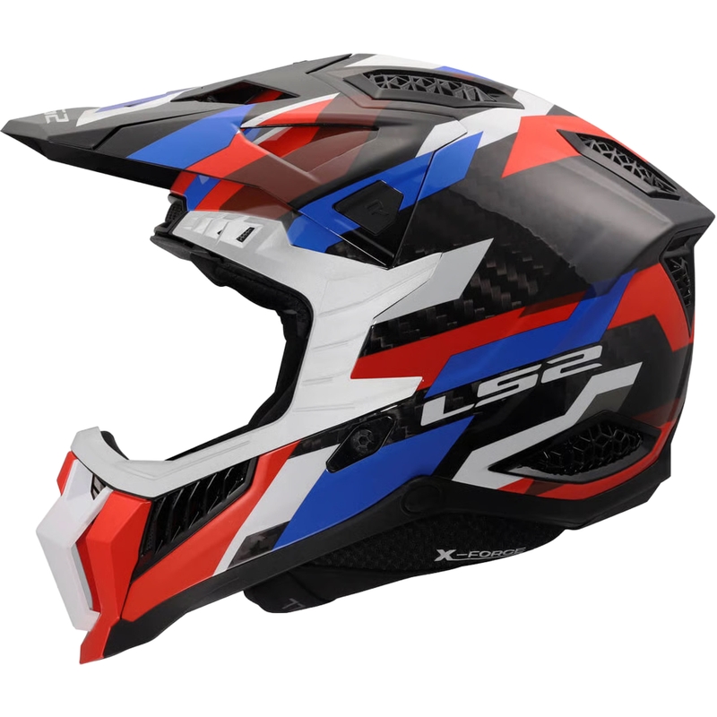 Casco da motocross LS2 MX703 X-Force Phantom bianco-blu-rosso lucido