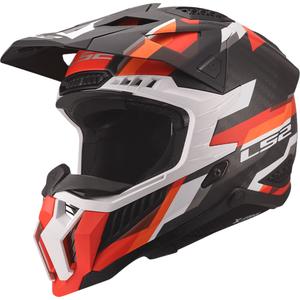 Casco da motocross LS2 MX703 X-Force Phantom arancione-rosso opaco