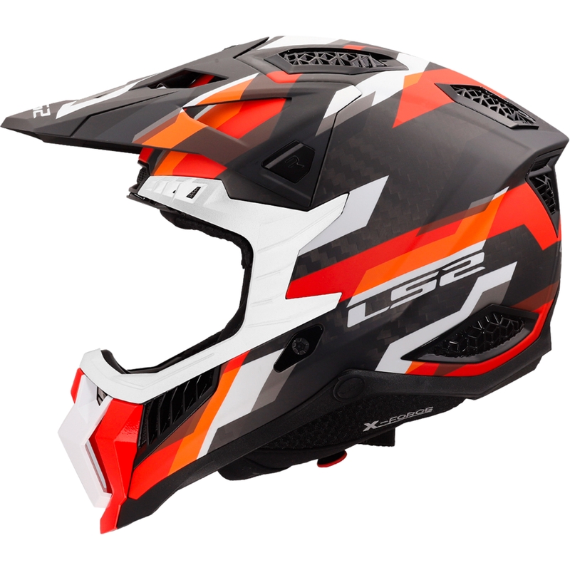 Casco da motocross LS2 MX703 X-Force Phantom arancione-rosso opaco
