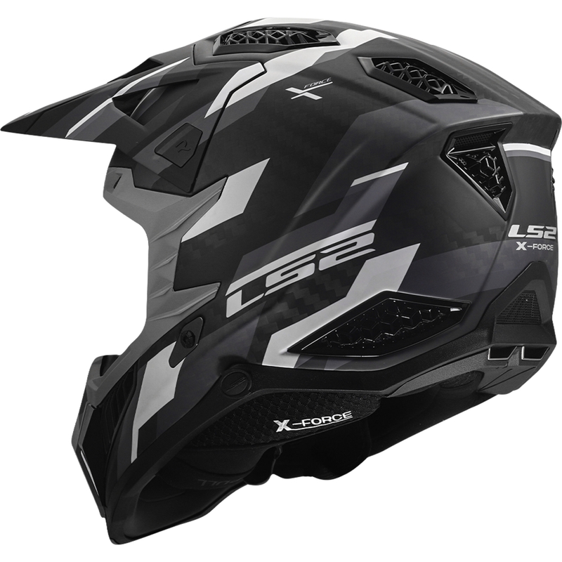 Casco da motocross LS2 MX703 X-Force Phantom nero opaco-grigio