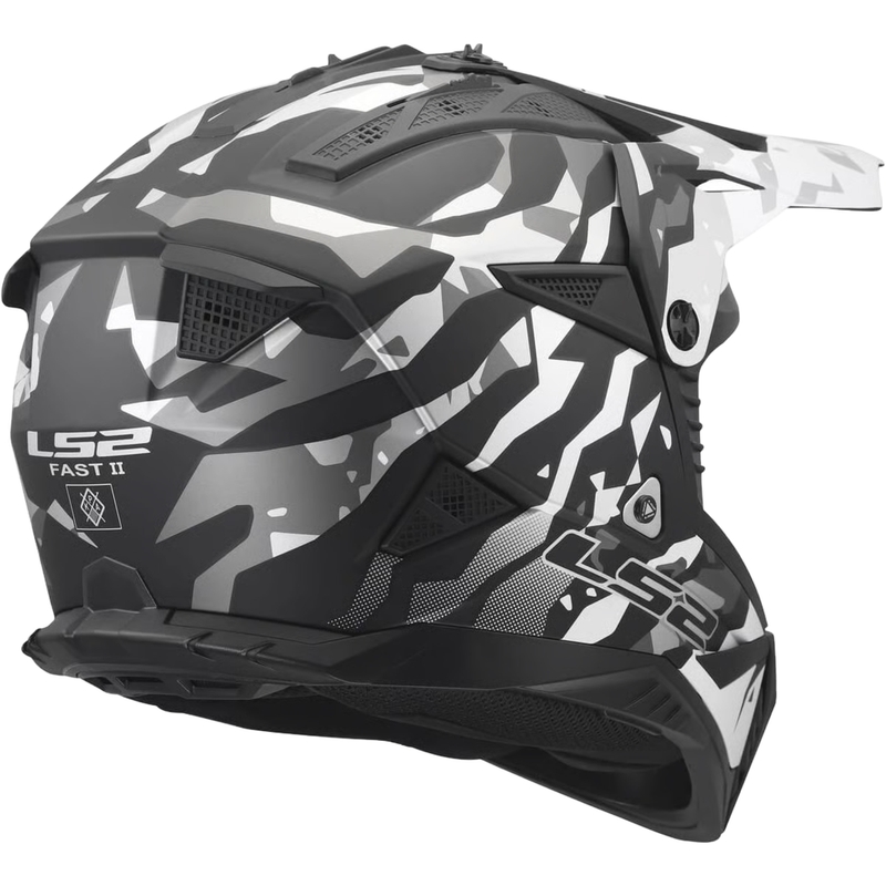 Casco da motocross LS2 MX708 Fast II Grotesk nero opaco-grigio