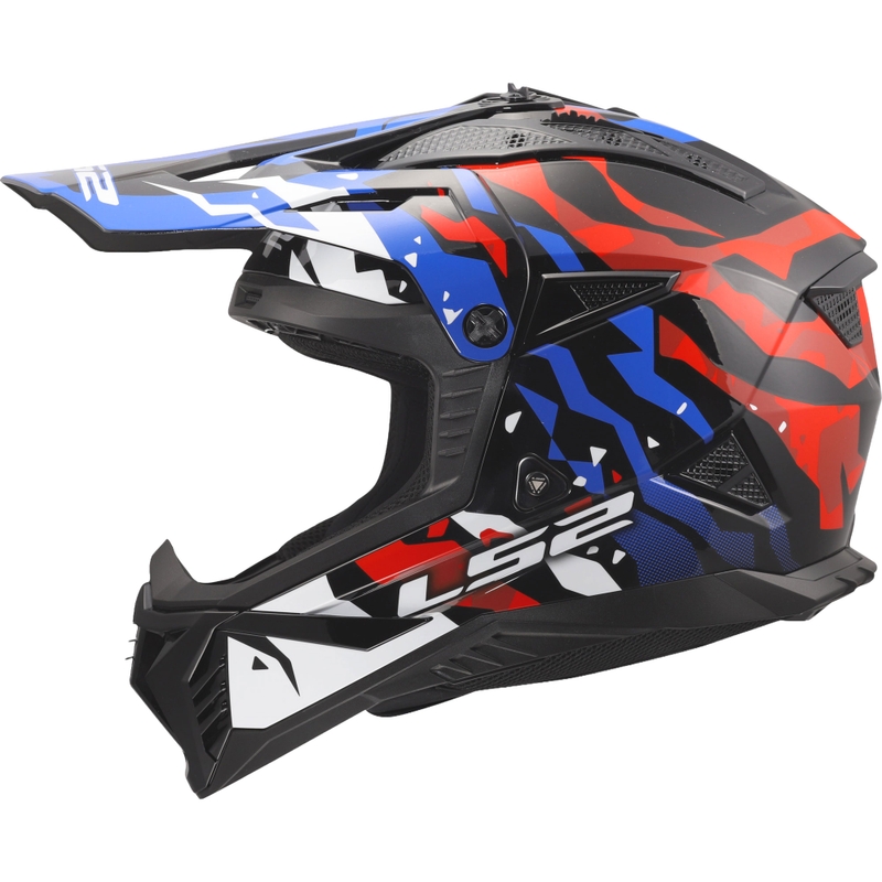 Casco da motocross LS2 MX708 Fast II Grotesk bianco-blu-rosso lucido