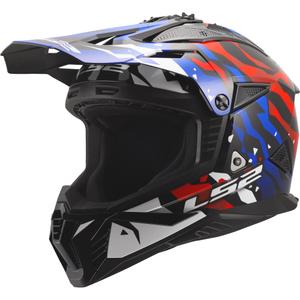 Casco da motocross LS2 MX708 Fast II Grotesk bianco-blu-rosso lucido