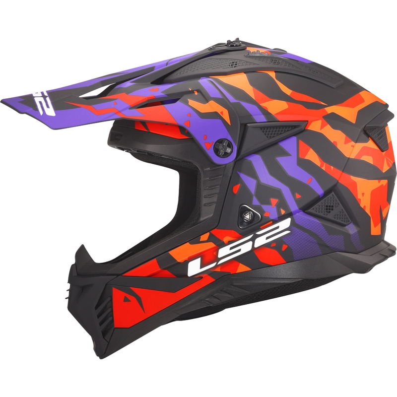 Casco da motocross LS2 MX708 Fast II Grotesk viola-arancio opaco