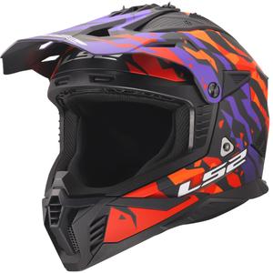 Casco da motocross LS2 MX708 Fast II Grotesk viola-arancio opaco