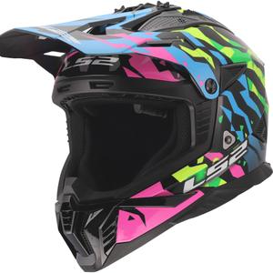 Casco da motocross LS2 MX708 Fast II Grotesk blu-rosa-verde lucido