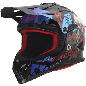 Casco da motocross LS2 MX708 Fast II Zombie II nero lucido-rosso-blu