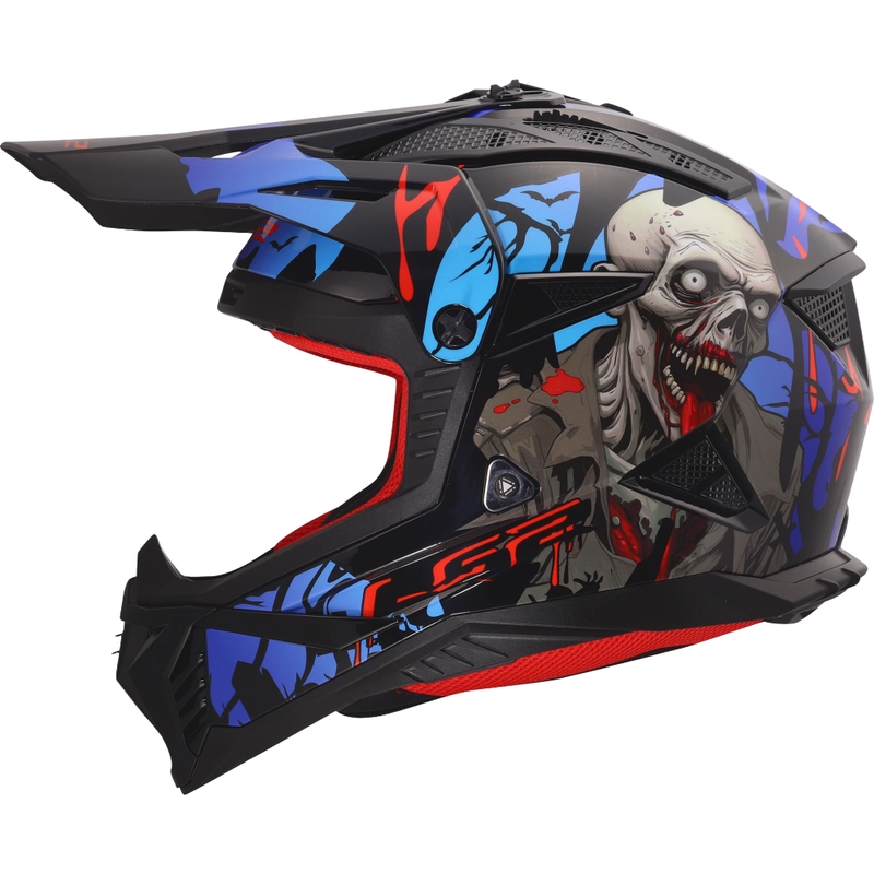 Casco da motocross LS2 MX708 Fast II Zombie II nero lucido-rosso-blu