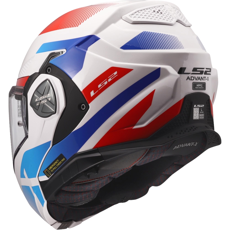Casco moto modulare LS2 FF901 Advant X Nova bianco-blu-rosso lucido