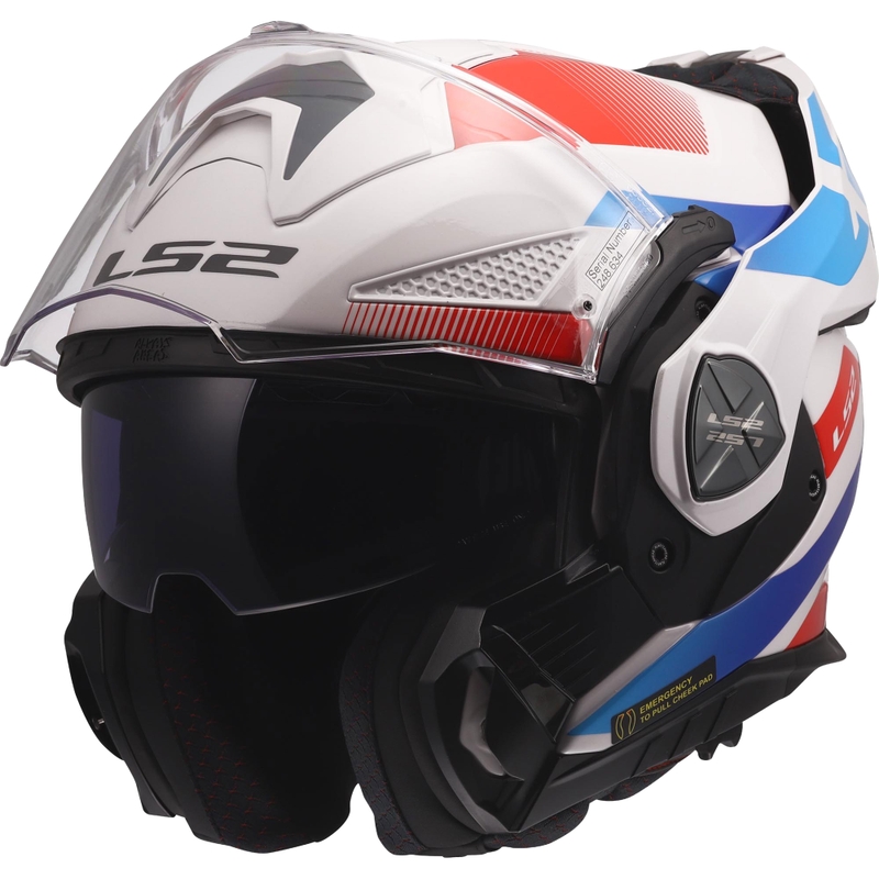 Casco moto modulare LS2 FF901 Advant X Nova bianco-blu-rosso lucido