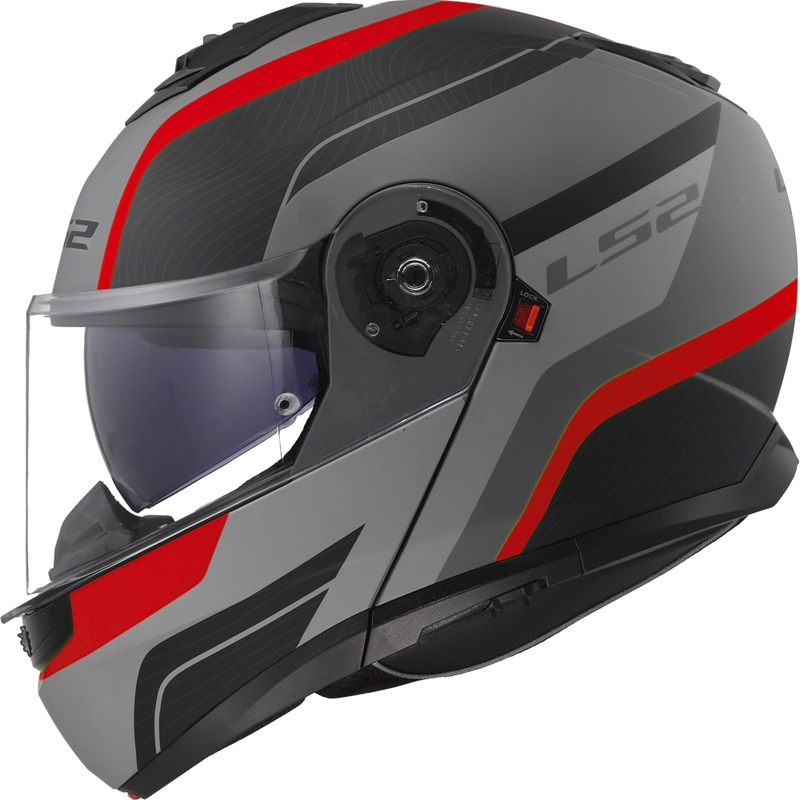 Casco modulare LS2 FF908 Strobe II Monza nero opaco-grigio-rosso