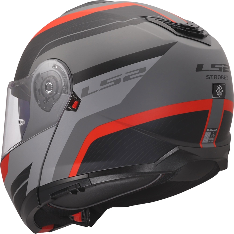 Casco modulare LS2 FF908 Strobe II Monza nero opaco-grigio-rosso