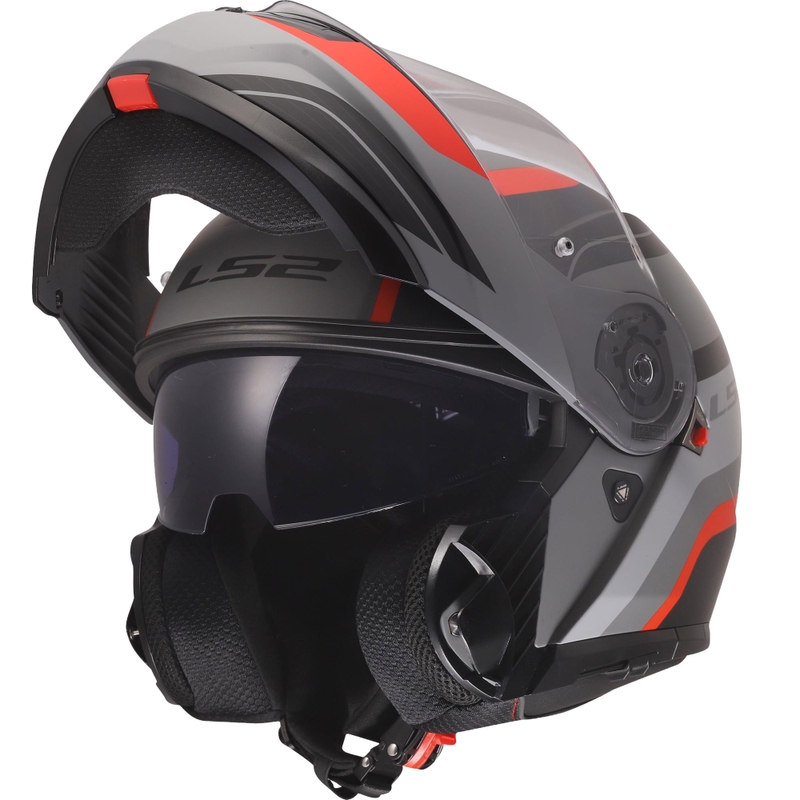 Casco modulare LS2 FF908 Strobe II Monza nero opaco-grigio-rosso