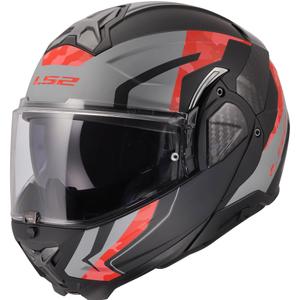 Casco moto modulare LS2 FF910 Advant II Glide nero opaco-grigio-rosso