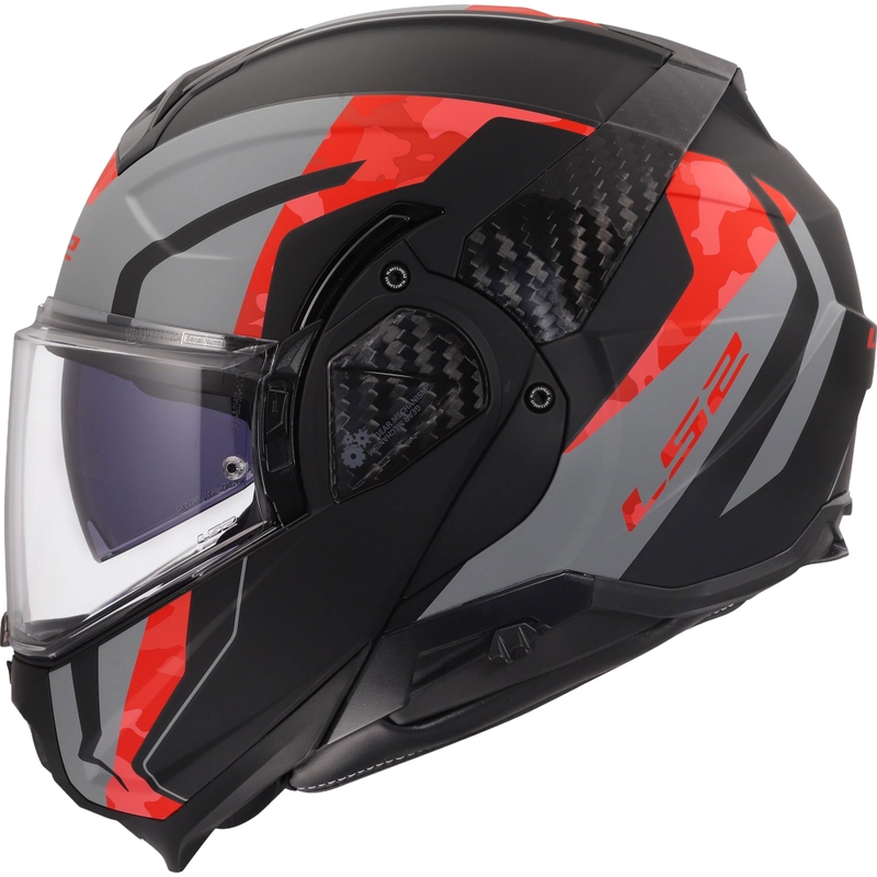 Casco moto modulare LS2 FF910 Advant II Glide nero opaco-grigio-rosso