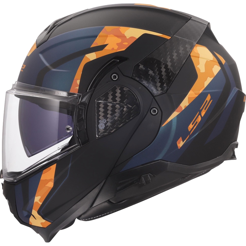 Casco moto modulare LS2 FF910 Advant II Glide nero opaco-arancione