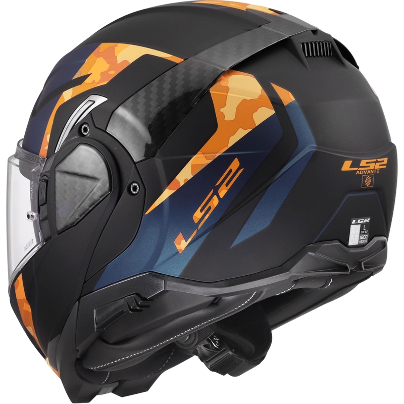 Casco moto modulare LS2 FF910 Advant II Glide nero opaco-arancione