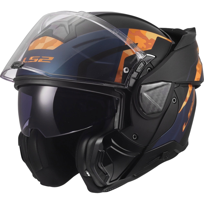 Casco moto modulare LS2 FF910 Advant II Glide nero opaco-arancione