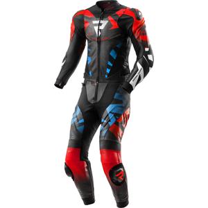 Tuta da motociclista in pelle due pezzi Rebelhorn Inferno nero-blu-bianco-rosso