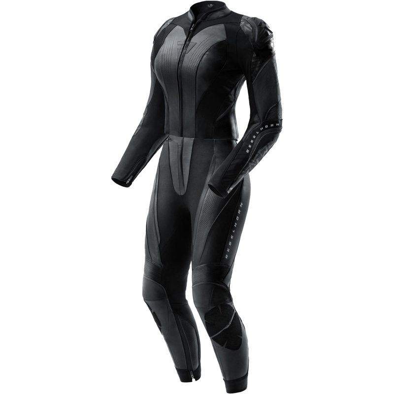 Tuta da moto in pelle da donna due pezzi Rebelhorn Diva RS nera