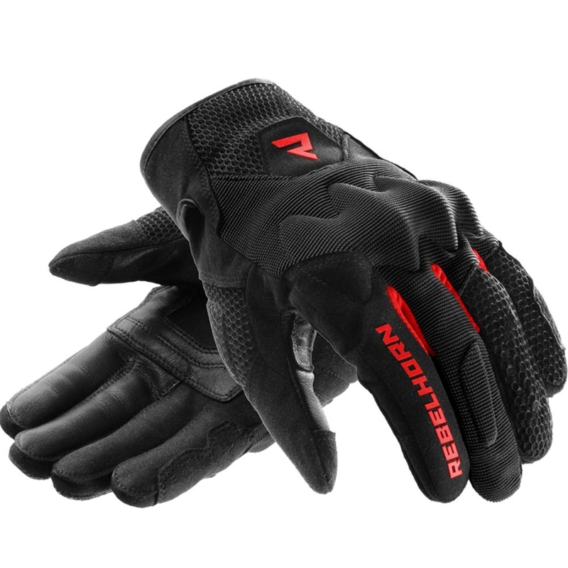 Guanti da moto da donna Rebelhorn Core nero-rosso