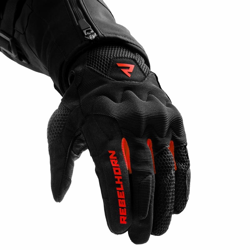 Guanti da moto da donna Rebelhorn Core nero-rosso