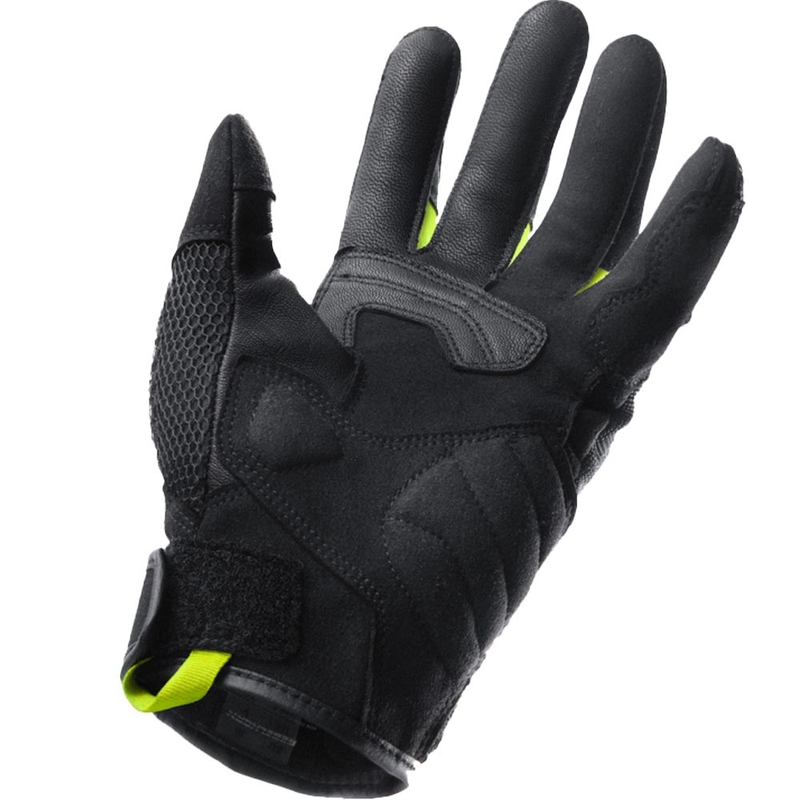 Guanti da moto da donna Rebelhorn Core nero-grigio-giallo fluo