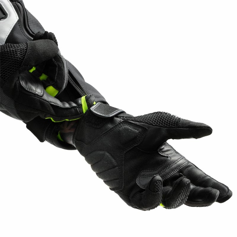 Guanti da moto da donna Rebelhorn Core nero-grigio-giallo fluo