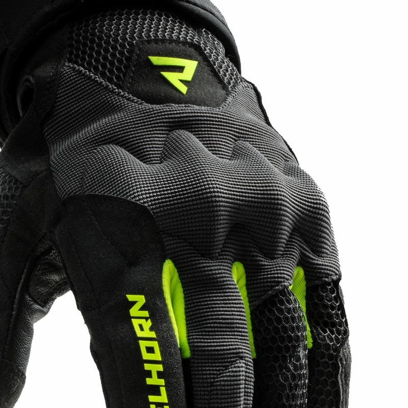 Guanti da moto da donna Rebelhorn Core nero-grigio-giallo fluo