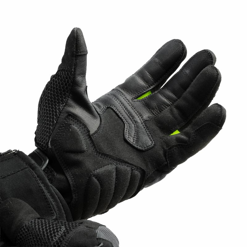Guanti da moto da donna Rebelhorn Core nero-grigio-giallo fluo