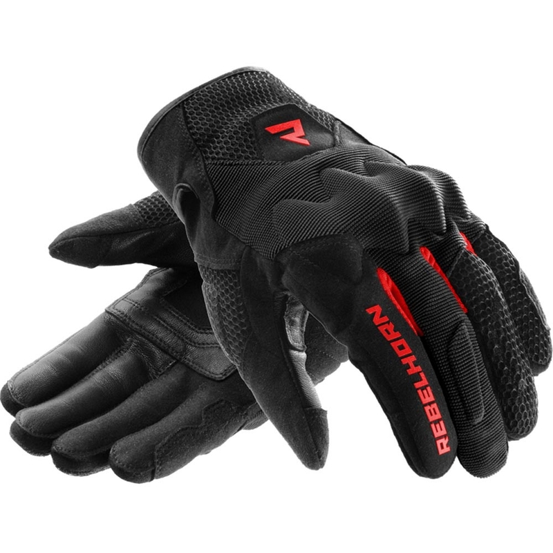 Guanti da moto Rebelhorn Core neri-rossi