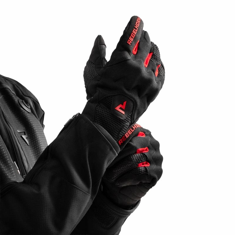 Guanti da moto Rebelhorn Core neri-rossi