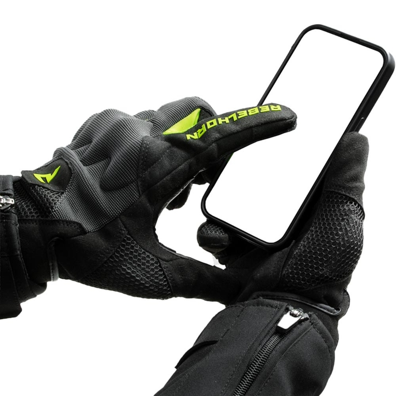 Guanti da moto Rebelhorn Core nero-grigio-giallo fluo
