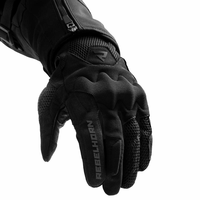 Guanti da moto Rebelhorn Core nero-grigio-giallo fluo